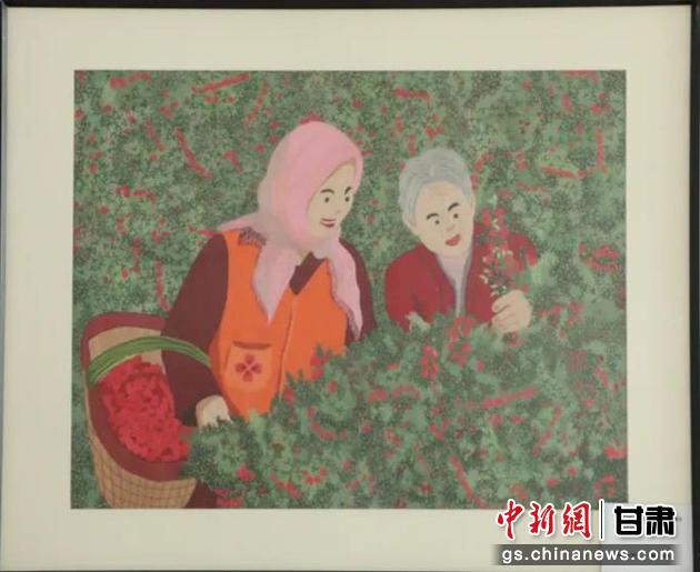 靖遠(yuǎn)縣枸杞種植業(yè)帶動10多萬農(nóng)民脫貧致富。刺繡 王明風(fēng) 繡稿 胡靜