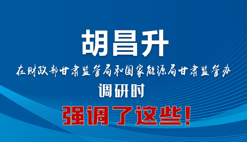 圖解|胡昌升在財政部甘肅監(jiān)管局和國家能源局甘肅監(jiān)管辦調(diào)研時強調(diào)了這些！